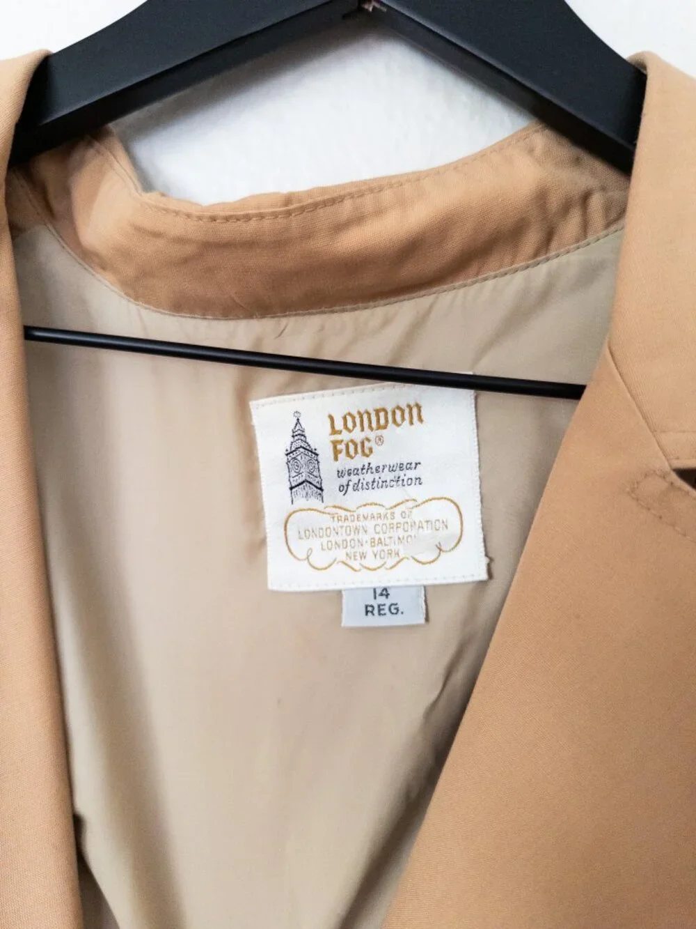 Vintage London Fog Short Trench Coat - tie waist, double breasted buttons - 14R